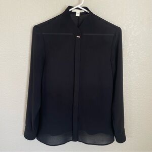 Hugo Boss Black Baneyo Semi-Sheer Blouse 4 Career Closet Staple Minimalist
